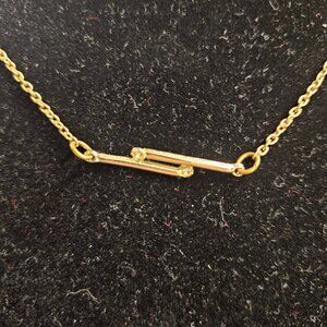 Gold tone Necklace with Bar pendant - 7 1/2"